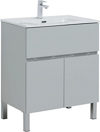 Aquanet Тумба с раковиной Алвита New 70 1 ящик 2 дверцы серая матовая – фотография-1